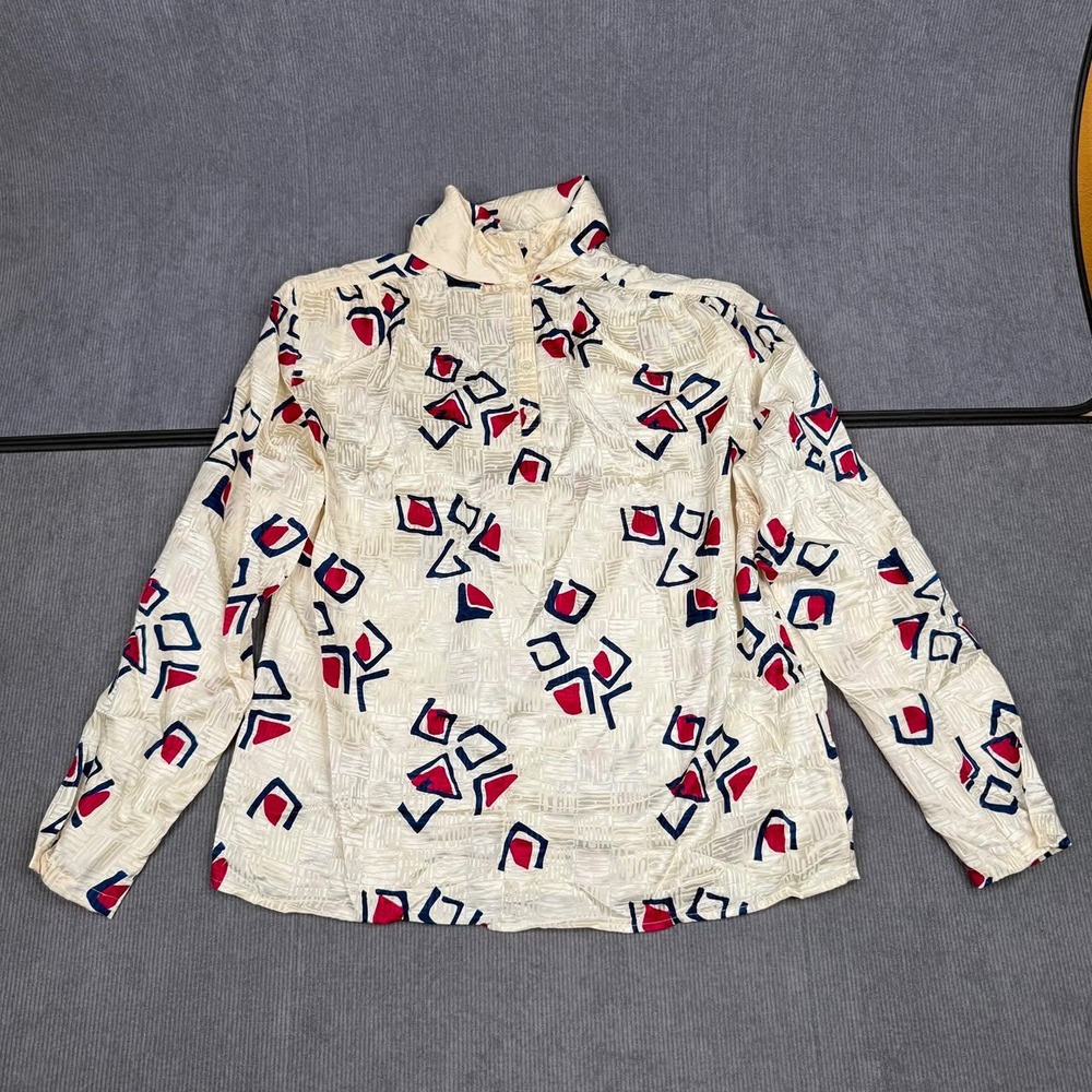 Vintage Christian Dior Separates Silk Blouse Geometric Abstract y2k Cream 14